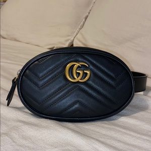 GUCCI Leather Marmont Matelassé Belt Bag